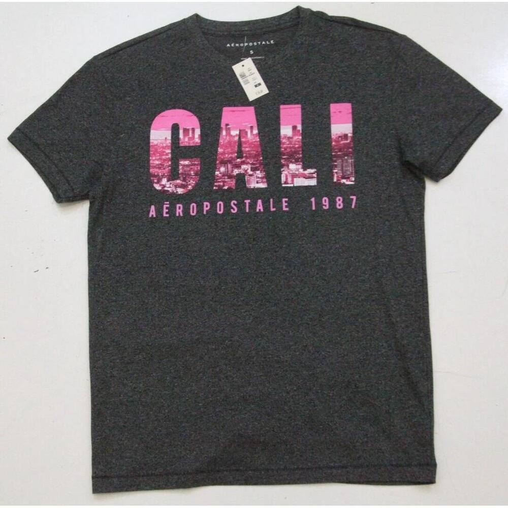 New Small Gray Crewneck Tee T-Shirt Top Short Sleeve Aeropostale Cali Ws898